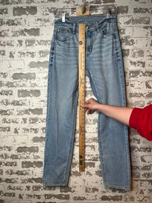 American Eagle | women super high rise straight denim jeans thumbnail 6