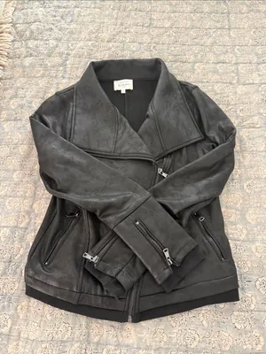 Bohme Black Faux Leather Asymmetrical Zip Moto Jacket thumbnail 4