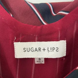 Sugar + Lips women’s maroon navy cowl neck sleeveless‎ lined layered blouse tank thumbnail 3