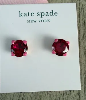 Kate Spade Rise and Shine Ruby Heart Prong Stud Earrings NWT thumbnail 1