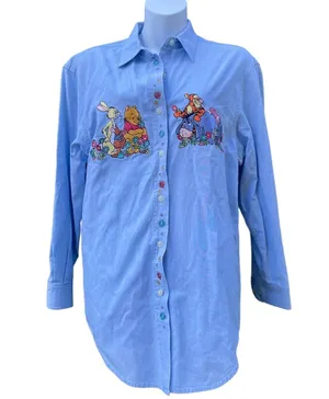 Disney Vintage Winnie the Pooh Chambray long sleeve button down shirt thumbnail 1