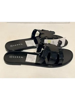 New NIB Serra Black Women's Jelly Flat Slide Sandals Size 9 thumbnail 2