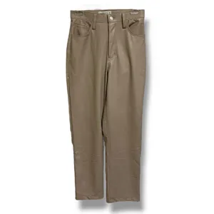 Abercrombie Curve Love Vegan Leather 90s Straight Pants Tan 27 Long High Rise 4‎ thumbnail 3
