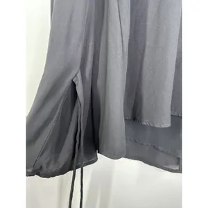 Lush‎ Black Long Sleeve Keyhole V-Neck Tie Detail Blouse Women's Size Large L thumbnail 3