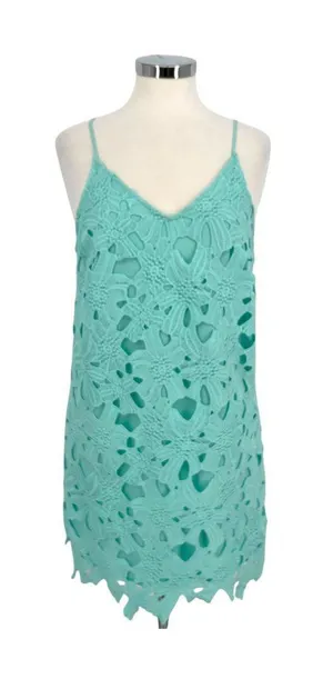ASTR Lace Sleeveless V-Neck Mini Dress Party Night Out Mint Green Size Medium thumbnail 1