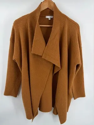 Baltic Born women’s Ellison lapel teddy open front burnt orange cardigan sz M/L thumbnail 1