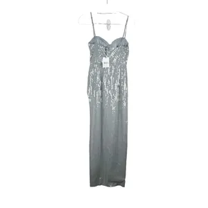Sau Lee Opal Gown Maxi Dress Gray Sequin Size 2 NWT thumbnail 8