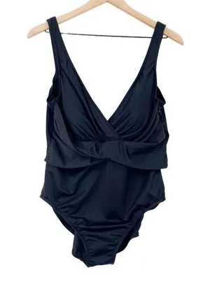 Miraclesuit One Piece Swimsuit Twist Front V Neck Faux Wrap Slimming Womens 18 thumbnail 1