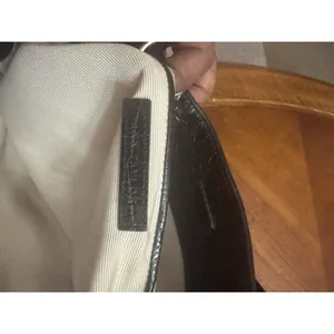 Ann Taylor Black Croc Embossed Leather Purse Silver Hardware thumbnail 12
