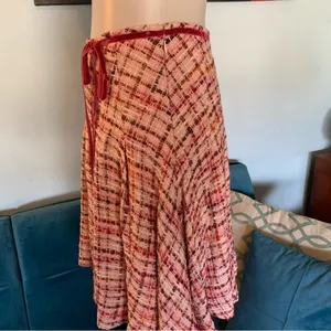 Tibi Tweed Pink Lined Skirt Size 6 Wool Linen Blend thumbnail 4