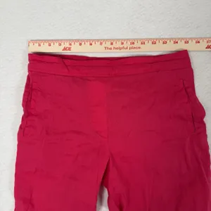 Anthropologie Cartonnier Linen Crop Wide Leg Pants Small Pink Mid Rise Pull On thumbnail 4
