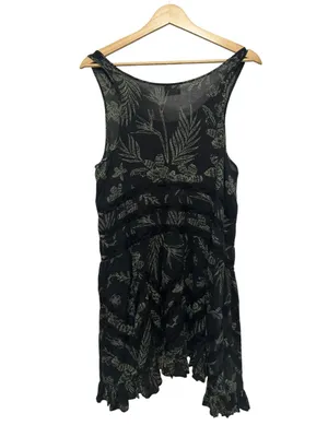 Free People Black Floral Tank Swing Mini Dress thumbnail 4