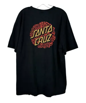 Santa Cruz Black Rose Graphic Double Sided Logo Short Sleeve Skater Tee Skate XL thumbnail 1