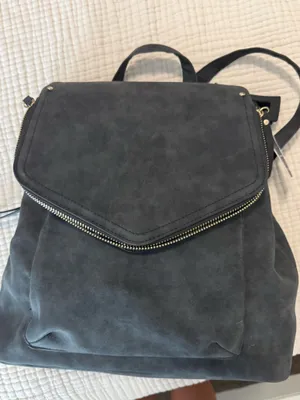 Women's Slate Gray Hex Flap Backpack with Zip Accent Black thumbnail 1