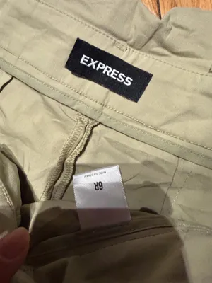 Express Paperbag wide-leg trousers high waist pleated belt Light Khaki Casual Pants Sz 6 beige thumbnail 3