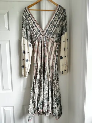 Anthropologie Let Me Be Floral Embroidered Lace Long Sleeve Bohemian Maxi Dress thumbnail 7