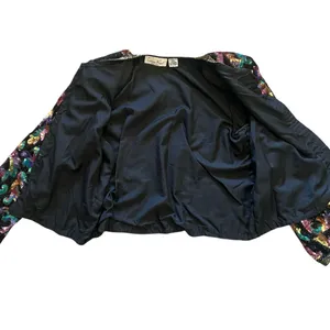 Laurence Kazar Vintage Black Multicolor Sequin Beaded Blazer | Large thumbnail 6