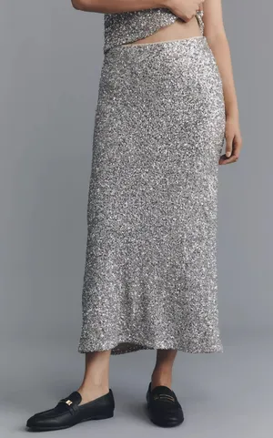 Anthropologie Tilda Sequin Maxi Slip Skirt XL thumbnail 1