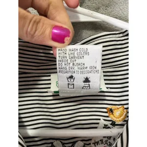 Vintage Noah’s Ark Embroidered Striped Button Down Shirt Whimsical Large thumbnail 6