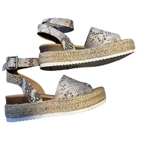 SODA Sandals Snake Print Grey 7 Womens Espadrille Platform Ankle Strap thumbnail 7