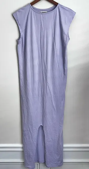 WVN sleeveless tee shirt Maxi dress crewneck lavender purple Organic cotton M thumbnail 1