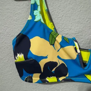 Aerie Real Good UPF 50 Tropical Floral Scoop V-Wire Bikini Bra M‎ Multicolor NEW thumbnail 2