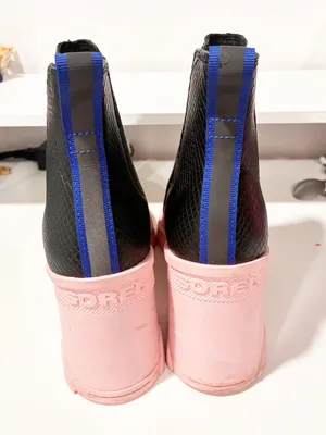 Sorel Black Pink Chelsea Boots Size 10 Brex Chunky Heels‎ thumbnail 4