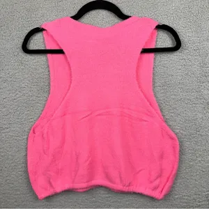 Free People x Intimately FP Top Womens Large Pink Warm Fluff Crop Top Y2K Knit thumbnail 4