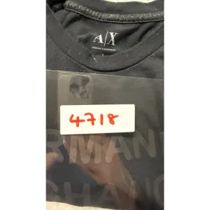 Armani Exchange Womens Black Tonal Logo Graphic Short Sleeve T-Shirt Size S thumbnail 4