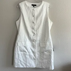 NEW Lulus Sophisticated Icon White Satin Button-Up Mini Dress With Pockets Sz XL thumbnail 8