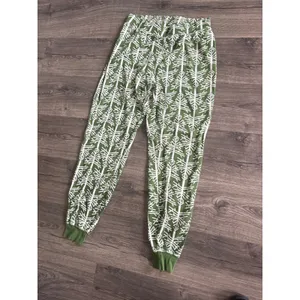 Pact Organic Cotton Pajama Set Green White Tree Print Large Womens Loungewear thumbnail 5