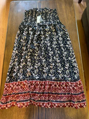 NWT Maurices Black Floral Strapless Maxi Dress Size Medium thumbnail 1