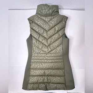 Michael‎ Kors Women's Quilted Trim Puffer Vest Size XS Green Cheetah No Hood thumbnail 13
