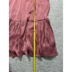 Polagram‎ Mauve Rose Pleated Metallic Ruffle Midi Dress 2XL Long Sleeve Smocked thumbnail 8