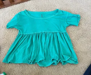 Free People Short sleeve dark teal babydoll top never worn thumbnail 2