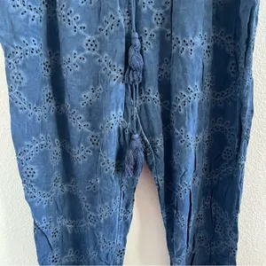 YFB Young Fabulous & Broke Blue Eyelet Lace Pants Rayon Cotton Medium thumbnail 4