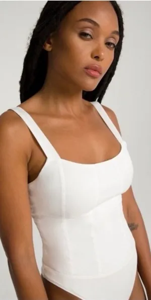 Good American Contoured Poplin Bodysuit White thumbnail 1