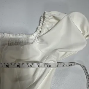 Timeless Collection A-Line Midi Dress Puff Sleeve Cut Out Womens XS Off White thumbnail 11