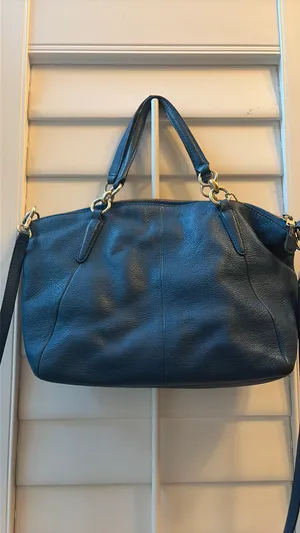 Coach Blue PebbledLeather Shoulder or crossbody bag with silver hardware thumbnail 7