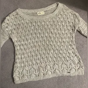 Hollister crochet knit sweater cream long sleeve size small thumbnail 1