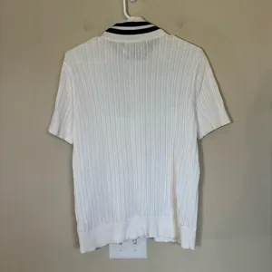 LRL‎ Lauren Ralph Lauren White Short Sleeve Zip-Up Sweater large cotton thumbnail 7