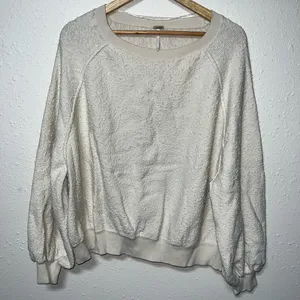Free People Cream Balloon Sleeve‎ Crew Neck Sweater thumbnail 1