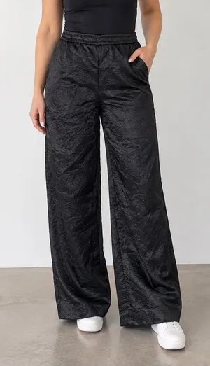 COS Black Wide-Leg Jacquard Pants size 8 thumbnail 1