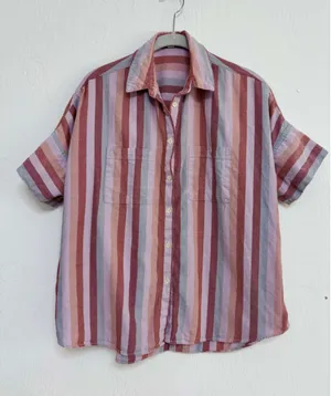 Women's Madewell Boxy Button Down Shirt Size S Multi-color Striped Cotton thumbnail 1