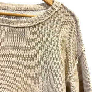 American Eagle Cropped Knit Sweater Chunky Crew Neck Cozy Neutral XS Boho thumbnail 2