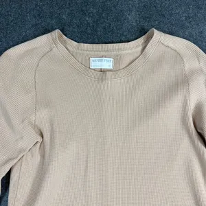 We The Free Free People Tan Waffle Knit Thermal‎ Long Sleeve Lettuce Hem Top M thumbnail 7
