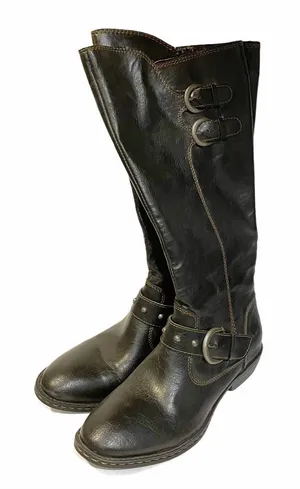 B.O.C‎ Size 6 Brown Pebbled Faux Leather Knee High Riding Boots thumbnail 1