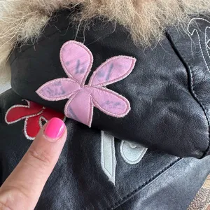 Barbie Custom Embroidered Glam Graphic Leather Jacket With Faux Fur Hood thumbnail 13