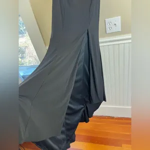 Tiffany Designs Black Formal Maxi Skirt Beaded Waist High Slit Train Size 4 thumbnail 11