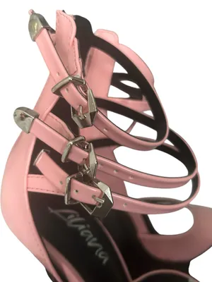 Liliana Pink Patent Pointed-Toe Strappy Heels thumbnail 3